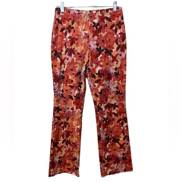 SIGRID OLSEN Floral Wide Leg Pants Size Zip Red Orange Women’s Size 6 - Picture 1 of 6
